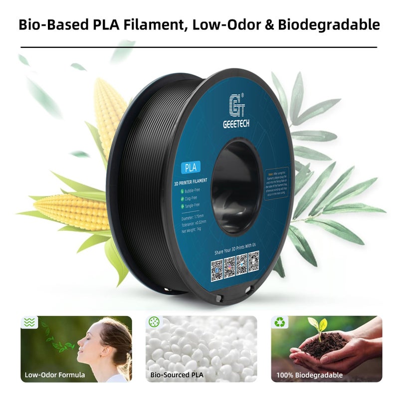 Geeetech PLA Filament 1.75mm Black, 1kg (2.2lbs) Spool, Neatly Wound 3D Printer Filament, Tangle-Free, Dimensional Accuracy +/- 0.02mm, Fits Most FDM 3D Printers - Image 4